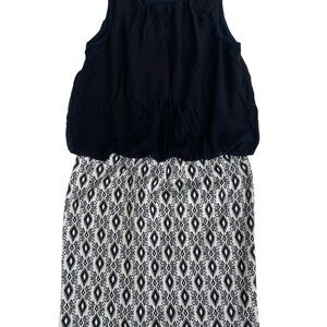 Wrangler Black Tank Top with Black & White Patterned Maxi Skirt